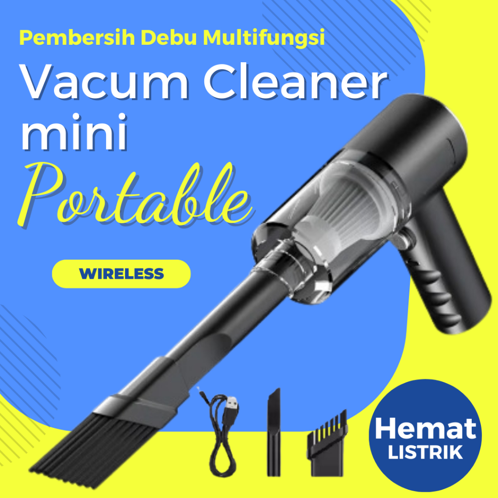 Vacum Cleaner Mesin Mini Penyedot Debu Portabel Alat Penghisab Debu Mobil Karpet Tanpa Kabel