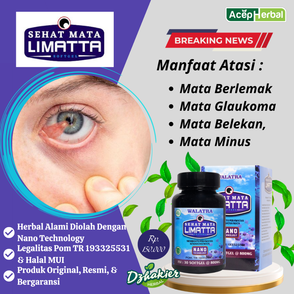 Obat Mata Berlemak, Mata Belekan, Mata Glaukoma, Mata Minus Atasi Dengan Sehat Mata Limatta