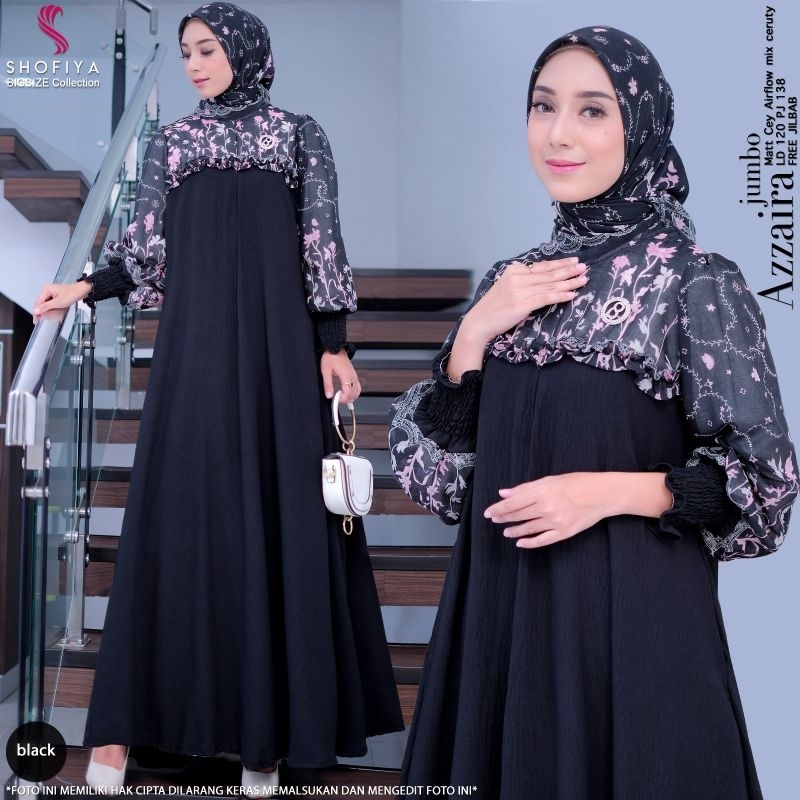 Azzaira Dress Wanita Terbaru Satu Set Hijab Dress Wanita Terlaris Bahan Premium Original by Shofia