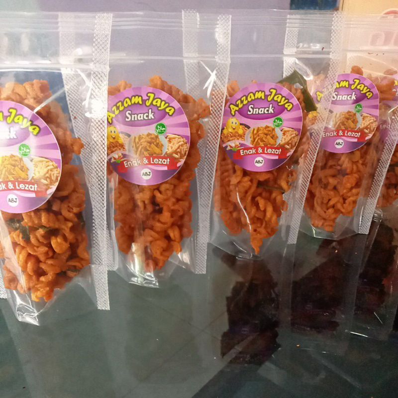 

Makaroni Spiral Pedas/Pedas Manis DJ Kemasan Pouch 40gr (Azzam Jaya Snack)