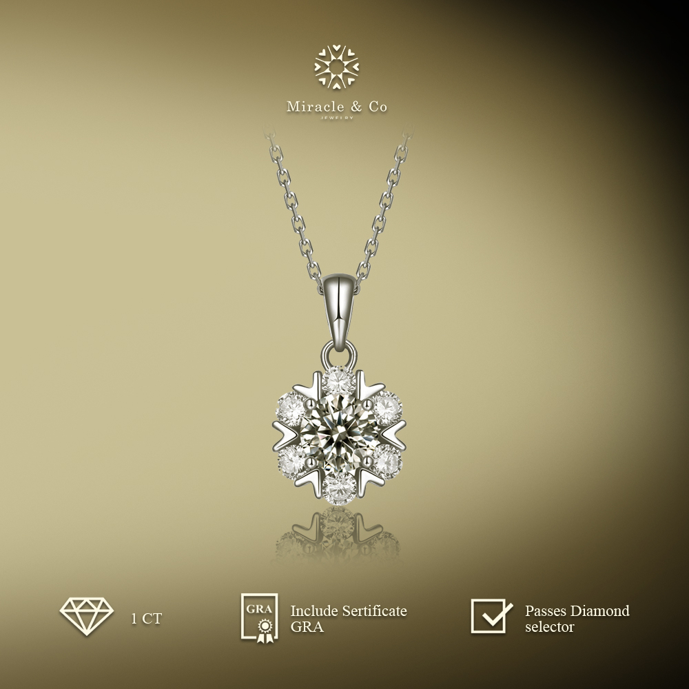 Miracle & Co - Kalung Romantic Snowflakes - Kalung Wanita Batu Berlian Moissanite Asli Sertifikat GR