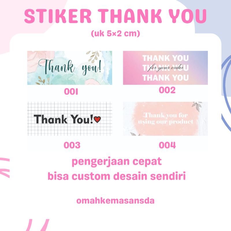 

[Min 50pcs] STIKER THANK YOU 2x5CM