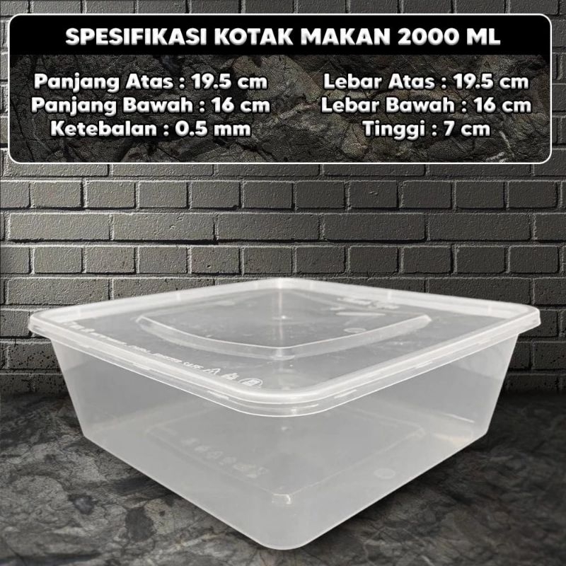 Thinwall kotak makan plus tutup transparan 2.000 ml KIIP box mika plastik