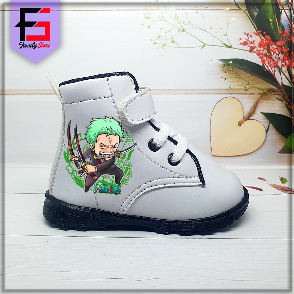 Sepatu Boots Anak Laki Laki ONE PIECE Fashion Trendy / Sepatu Boots Anak Cowok Tali Perekat Motif Ro