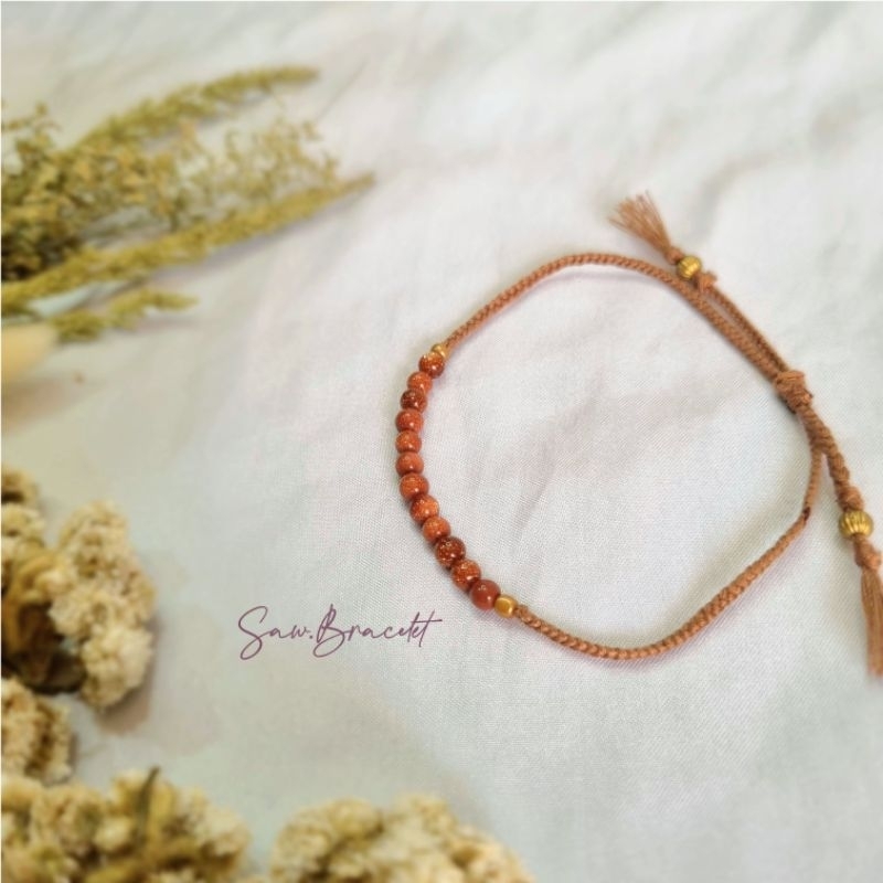 Gelang Batu Alam Pasir Emas 3 mm