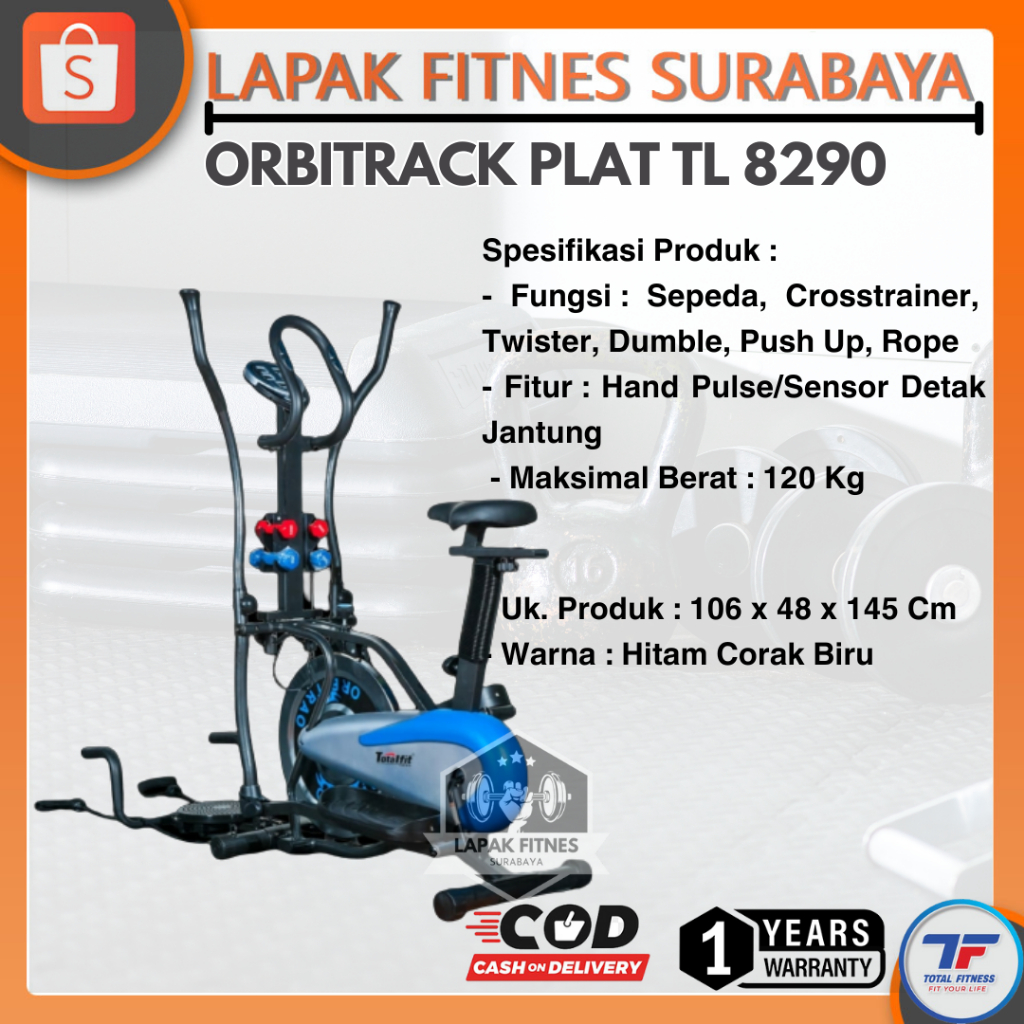 Alat Olahraga Fitness Sepeda Statis Orbitrack Plat 6in1 TL-8290 Orbitrek 6 Fungsi Total Fitness