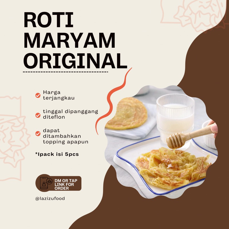 

ROTI MARYAM KEJU/COKLAT/ORIGINAL FROZEN ROTI CANE ROTI CANAI BUTTER