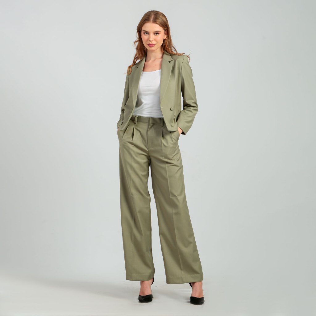 Jaraas Blazer One Set Sage Green Crop | Blazer Wanita dan Celana Cullote