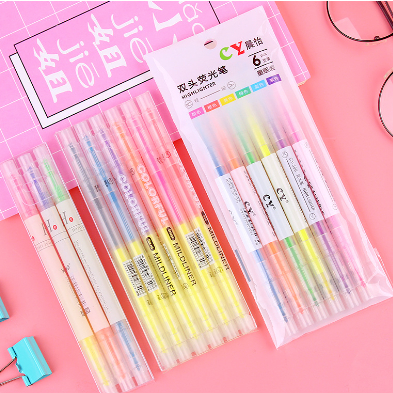 

STW010 Stabilo warna 6pcs 2 kepala / PUSAT17 HIGHLIGHTER STABILO WARNA WARNI ISI 6PCS 2IN1 2 ARAH / PENSIL STABILO PANJANG WARNA 2 SISI / STABILO SET /