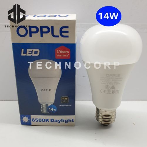LAMPU LED OPPLE 14W / BOLA PUTIH KUNING 14 WATT DAYLIGHT 6500K 3000K