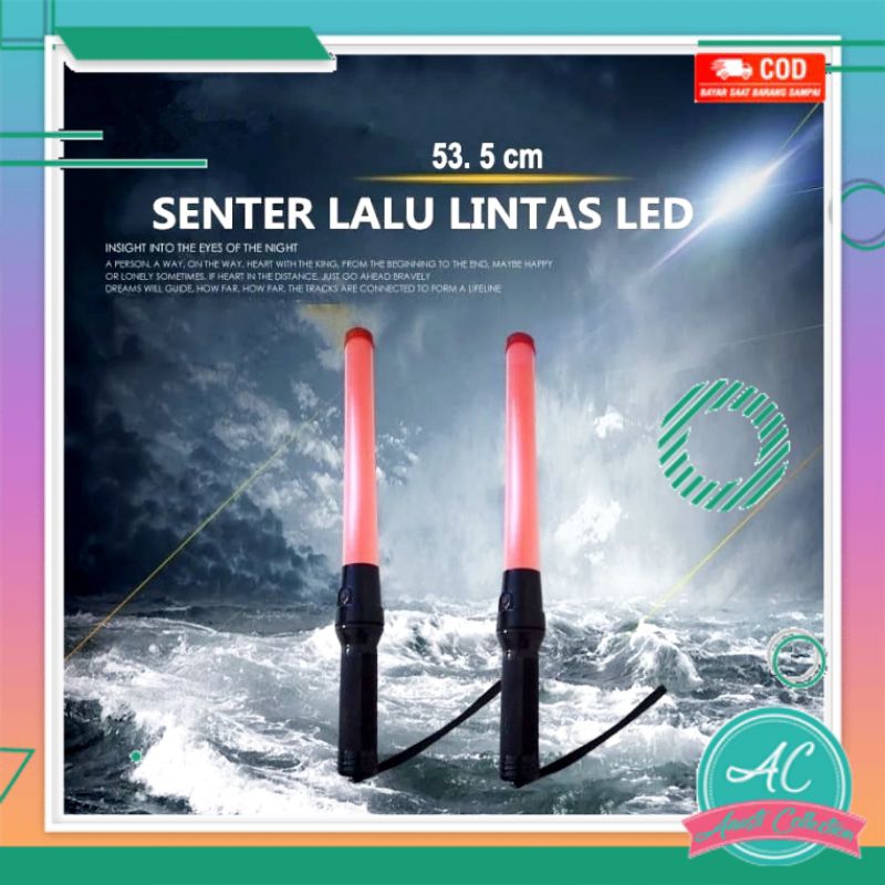 Besar 54Cm Lampu Tongkat Parkir Lalu Lintas Merah / Lampu Senter Satpam Polisi