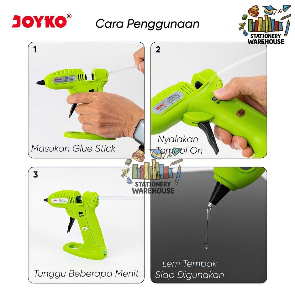 

RB Rechargeable Hot Melt Glue Gun Lem Tembak Tanpa Kabel Joyko GG-855R 2600mAh