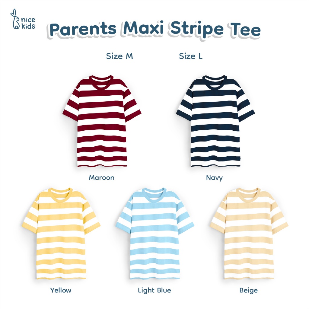 Nice Kids - Parents Maxi Stripe T-Shirt (Kaos Garis Dewasa M-L Unisex)