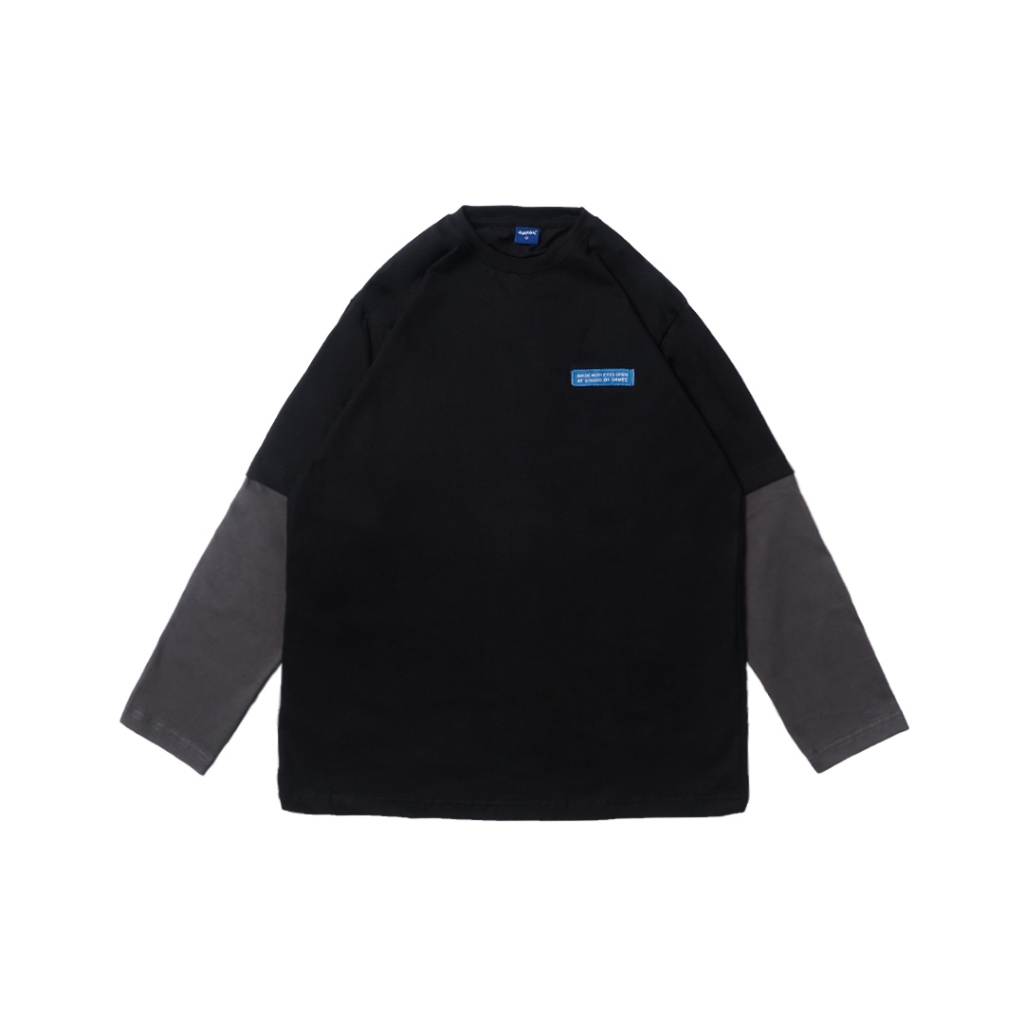 Samee Long Sleeve Double Layer | Kaos Oversize double layer Lengan panjang - Black/Grey