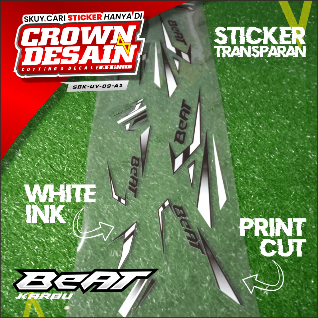 Striping Transparan Beat Karbu Desain Racing - Stiker Striping UV Beat Karbu Variasi Custom - SBK-UV