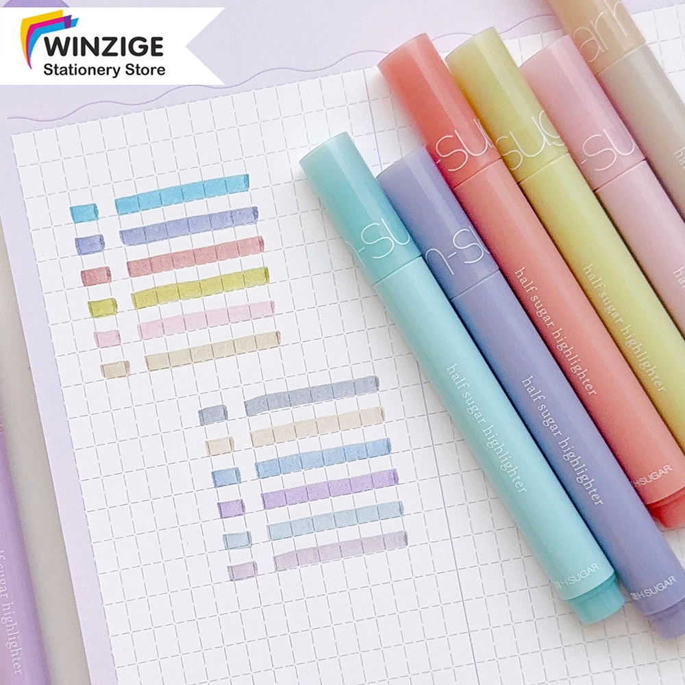 

Winzige 6pcs Highlighter Pen Warna Pastel Highlighter Pen Set Lucu Journal Marker Pen Alat Tulis