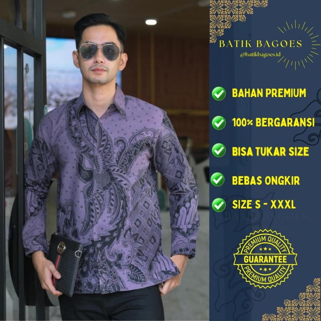 Batik Solo Premium Lengan Panjang Pria Puring Modern Kekinian