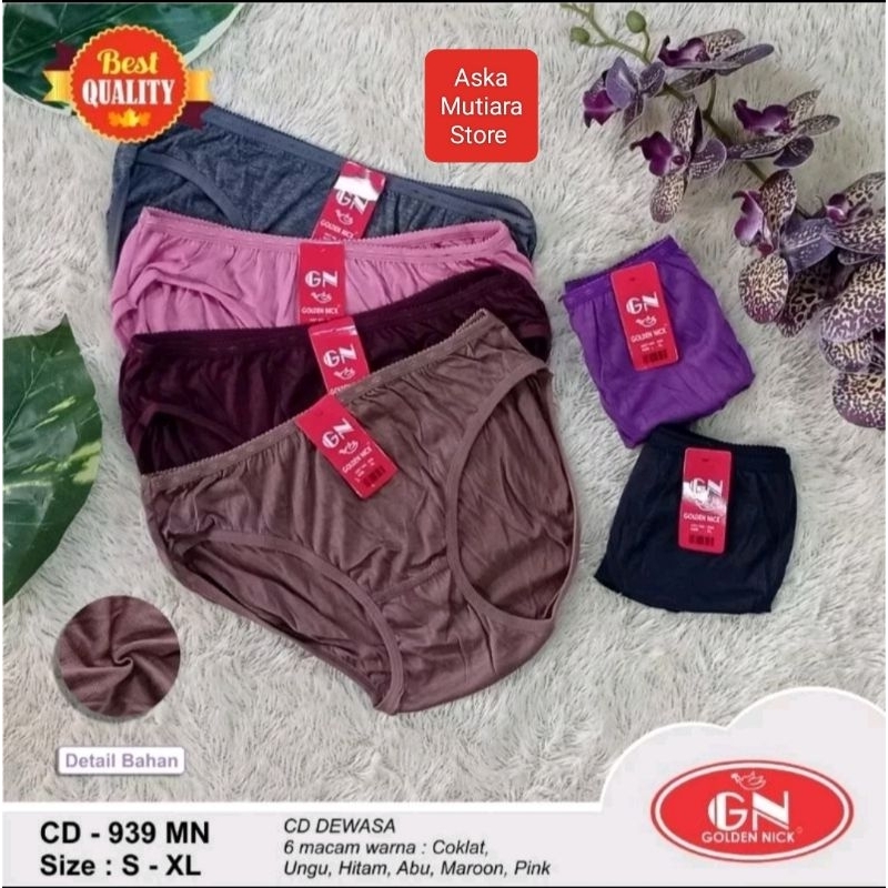 [6 Pcs] Celana Dalam Wanita Katun Golden Nick (Gelap)