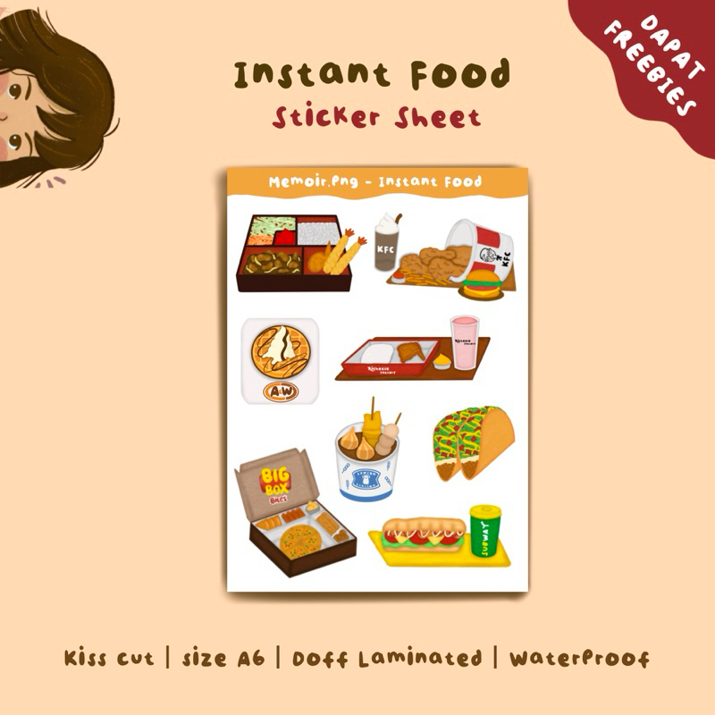 

Memoir.png Sticker Sheet Instant food Cartoon KFC Subway AW Pizzahut Lawson Hokben Series