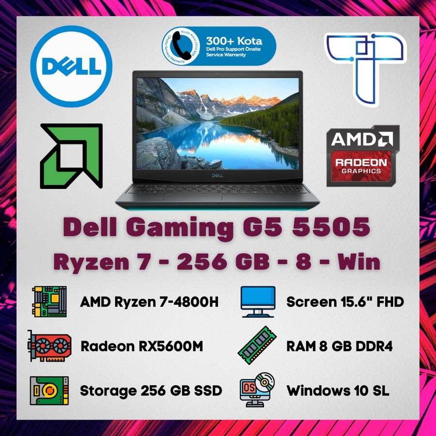 Notebook Laptop Dell Gaming G5 5505 - Ryzen 7 - 256 - 8 - WIN - VGA