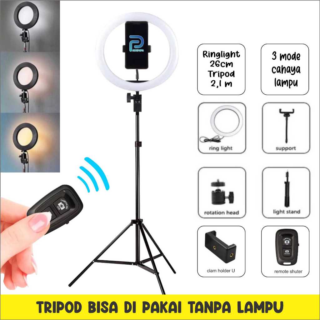 paket selfie paket tiktok MIXIO Ring Light 26cm + Light Stand Tripod 2M Selfie Livestreamer - PAKET 