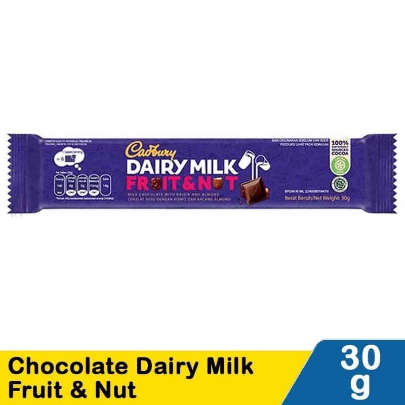 

Cadbury Chocolate Dairy Milk Fruit & Nut 30G