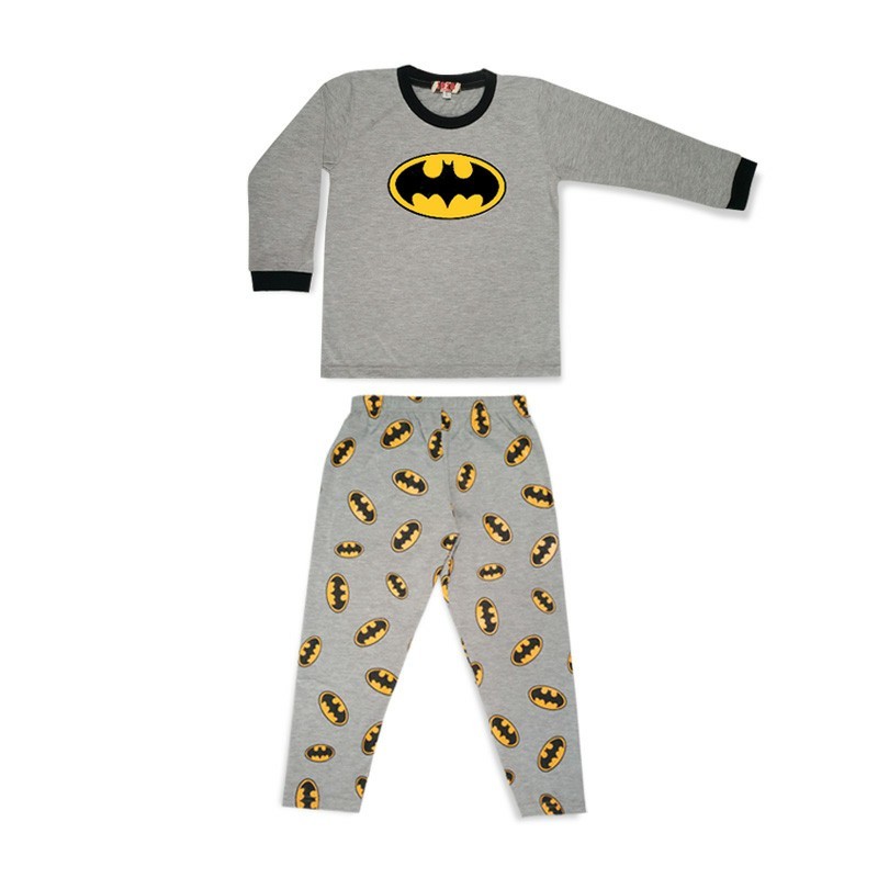 BAJU TIDUR ANAK PIYAMA BATMAN SUPERMAN LOGO FULL PRINT