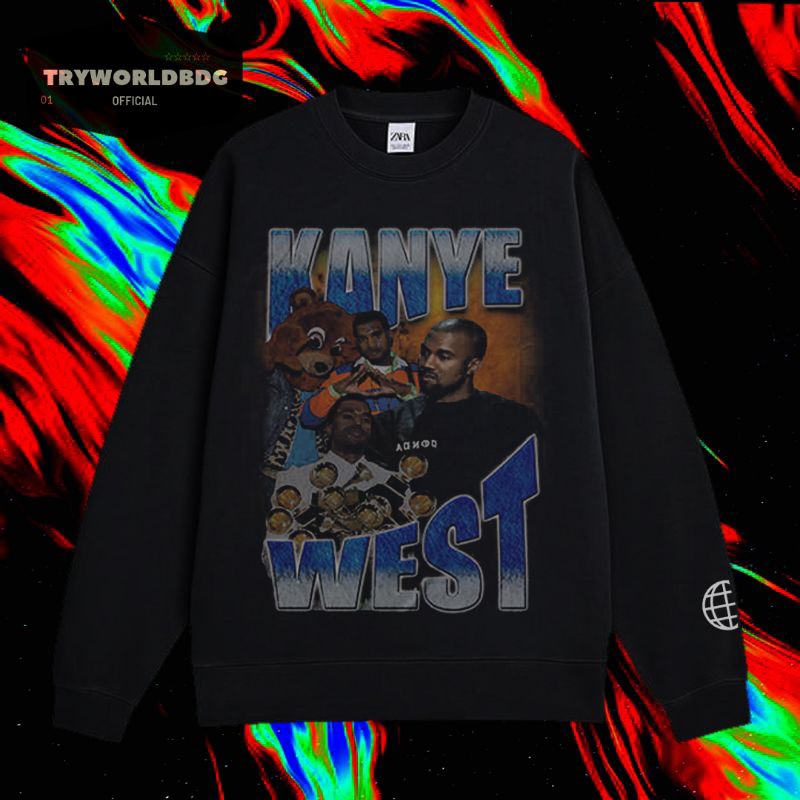 TRYWORLDBDG OFFICIAL "KANYE WEST" CREWNECK | SWEATER | HOODIE | CREWNECK HITAM | CREWNECK KANYE WEST