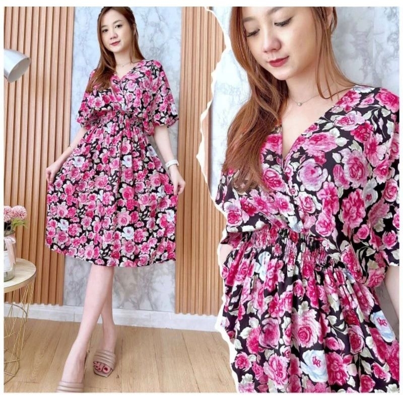 Baju Bali Vanza Jumbo Pendek Ruffle LD 140/XXXXL