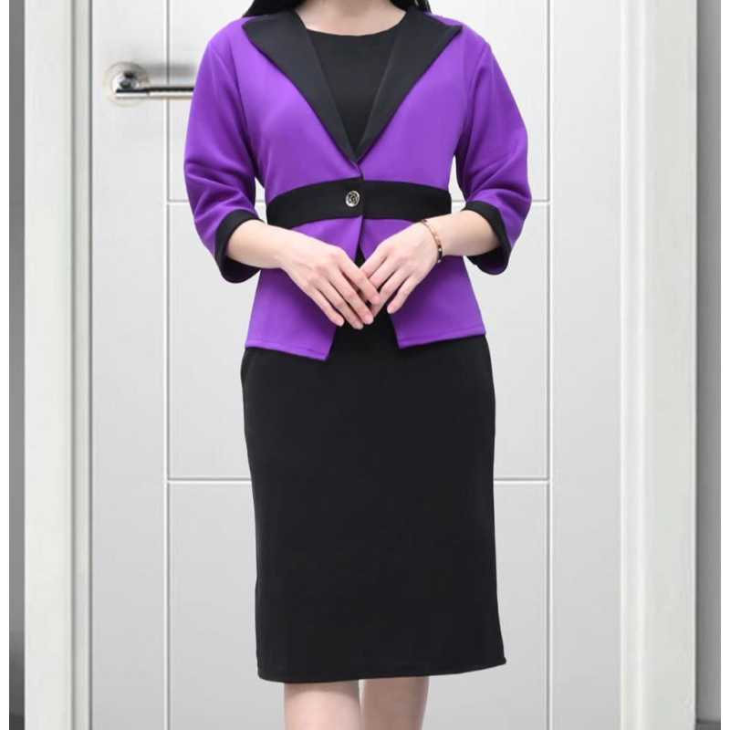 SET DRESS DAN BLAZER SCUBA PREMIUM IMPORT /SERAGAM NATAL /SERAGAM WANITA FORMAL