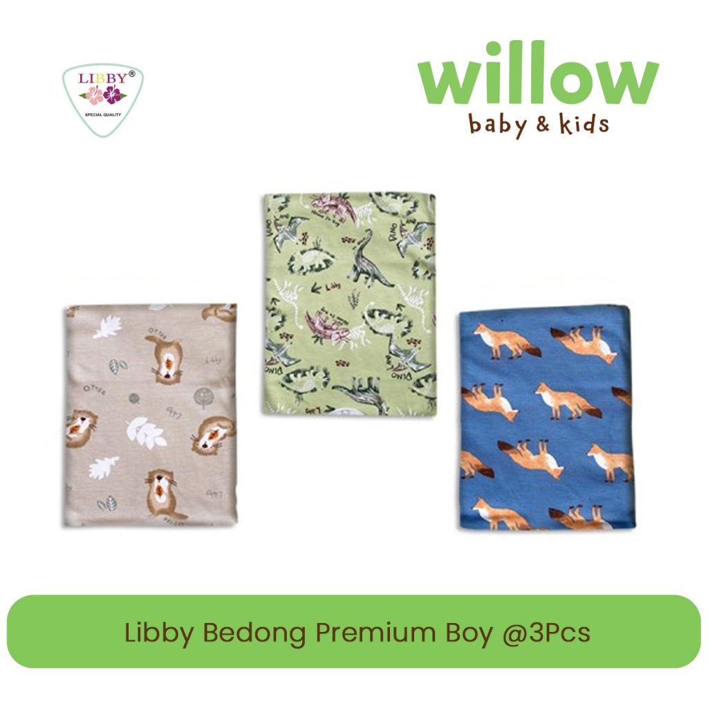 Perlengkapan Bedong Bayi - Libby Bedong Premium Boy @3Pcs