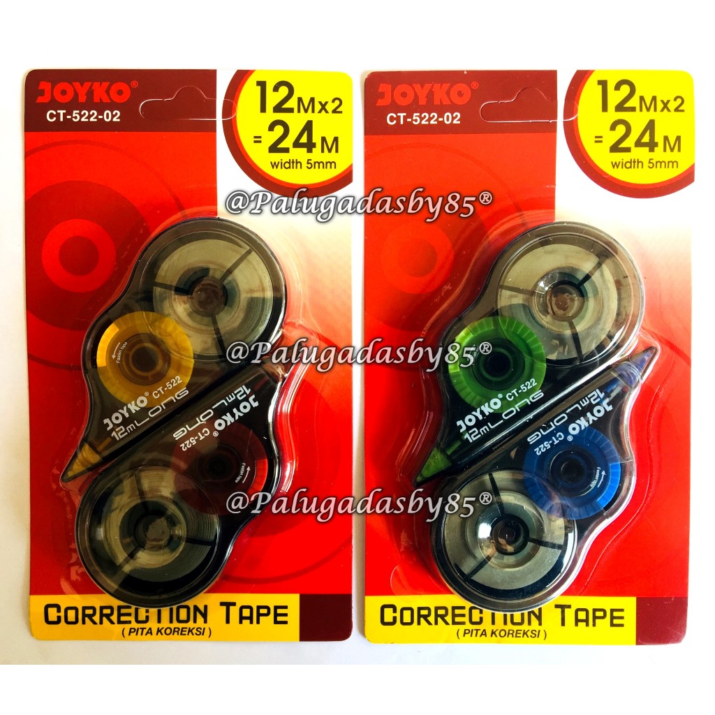 

(1 Set Isi 2 Pcs) GROSIR Correction Tape JOYKO CT-522-02 (12 M x 5 mm) Pita Koreksi Joyko CT-522-02