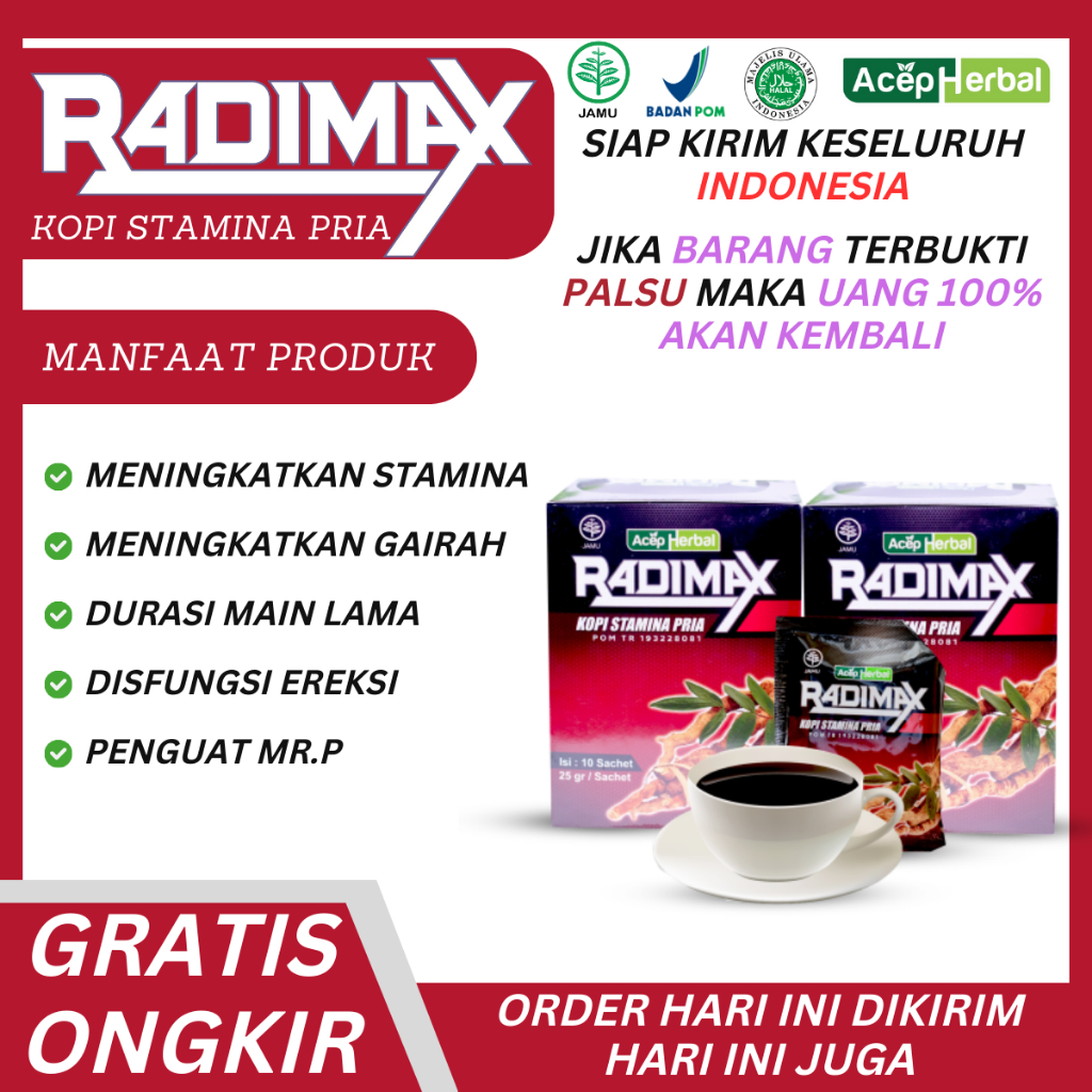 Radimax - Kopi Kuat Tahan Lama Pria Meningkatkan Gairah Seksual Jamu Kuat Pria Tahan Lama Sex Stamin