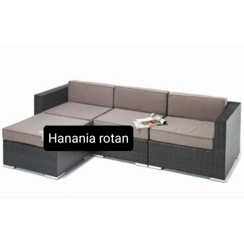 Sofa Sudut Rotan Sintetis