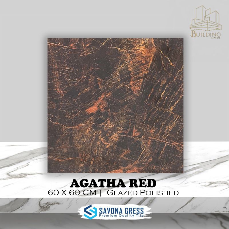 Granite Lantai 60x60 AGATHA RED/GLOSSY/SAVONA GRESS