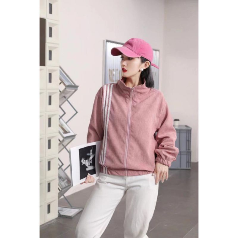 QUEEN SAKURA - Q3851B - CORDUROY SUEDE JACKET  IMPORT - JACKET SUEDE CORDUROY CASUAL KOREA WANITA IM