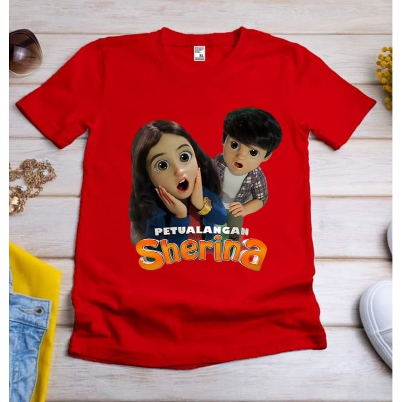 Kaos baju anak karakter PETUALANGAN SHERINA cotton premium free nama