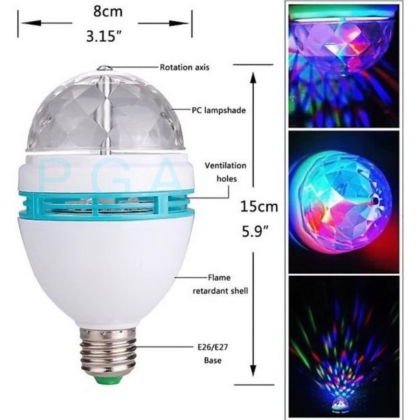 Lampu Disco LED Putar Lampu Warna Warni Tumblr Fitting E27