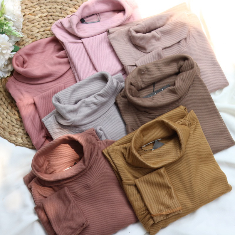 Rib turtleneck premium / turtleneck rajut/turtle atasan wanita / kaos lengan panjang/atasan rajut vi