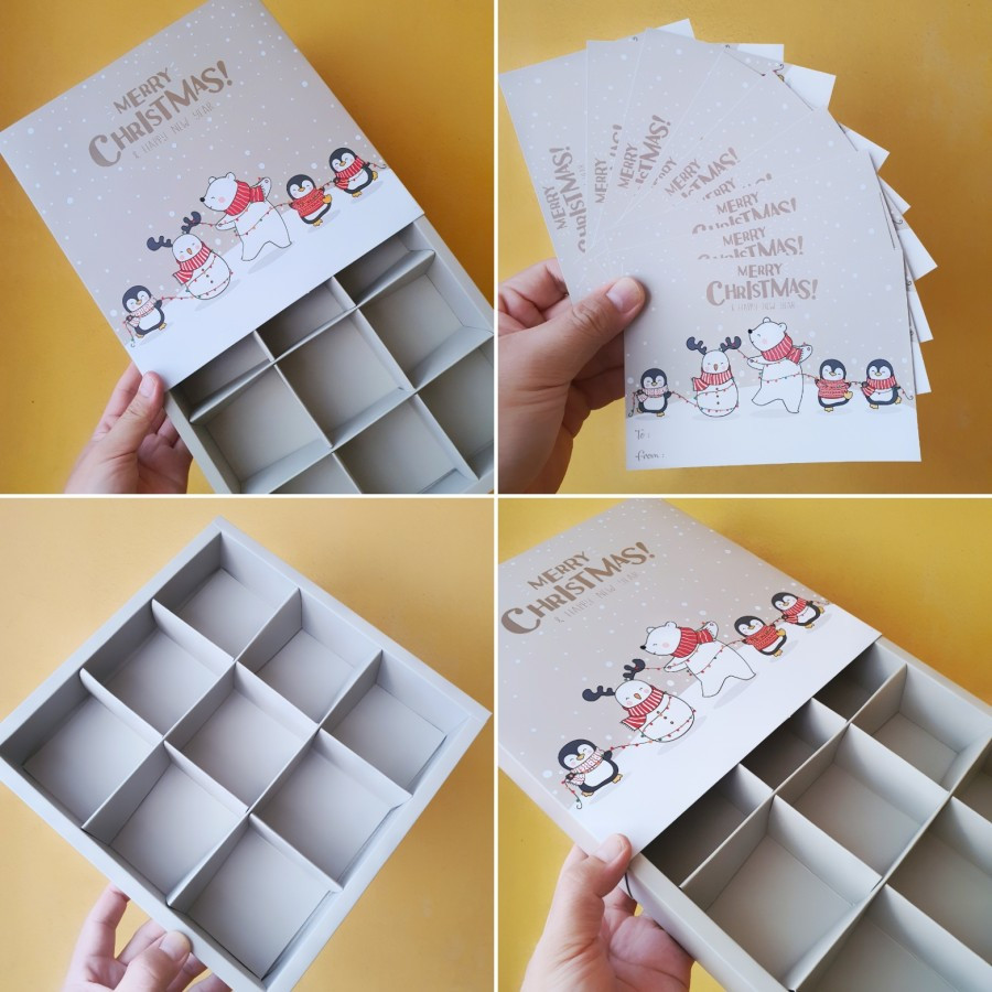 

5 pcs box packaging egg tart natal sekat 9 dus kotak kemasan nastar edisi merry christmas 22 x 22 x 4.5 cm