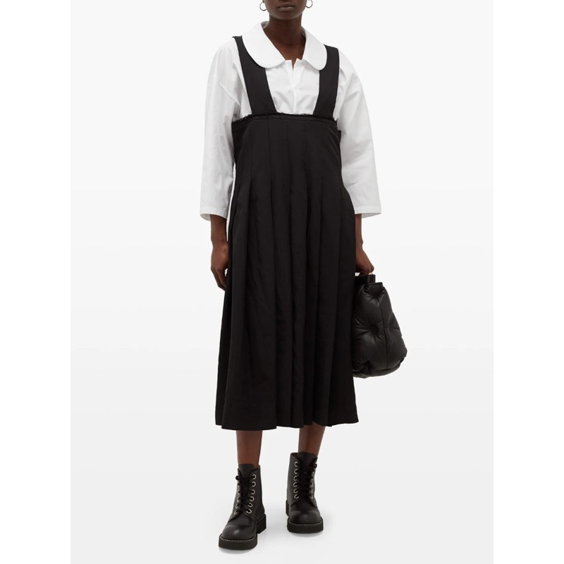 COMME DES GARCONS CDG Pleated Pinafore Midi Dress Size S
