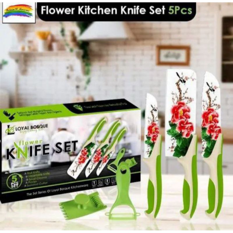 PISAU SET GACOR KERAMIK GOLD/ MOTIF BUNGA