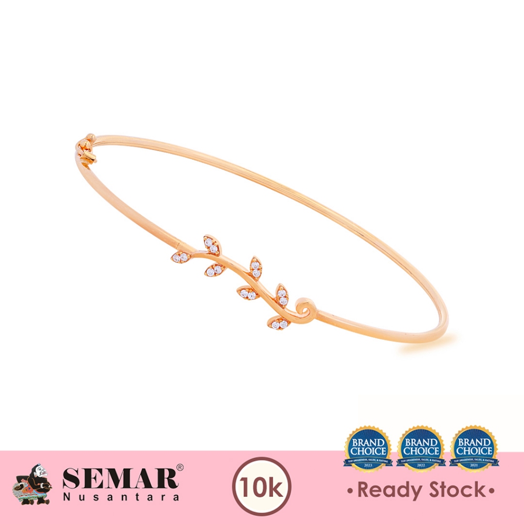 Gelang Emas Batu Putih Daun Gold Bangle 10K Semar Nusantara