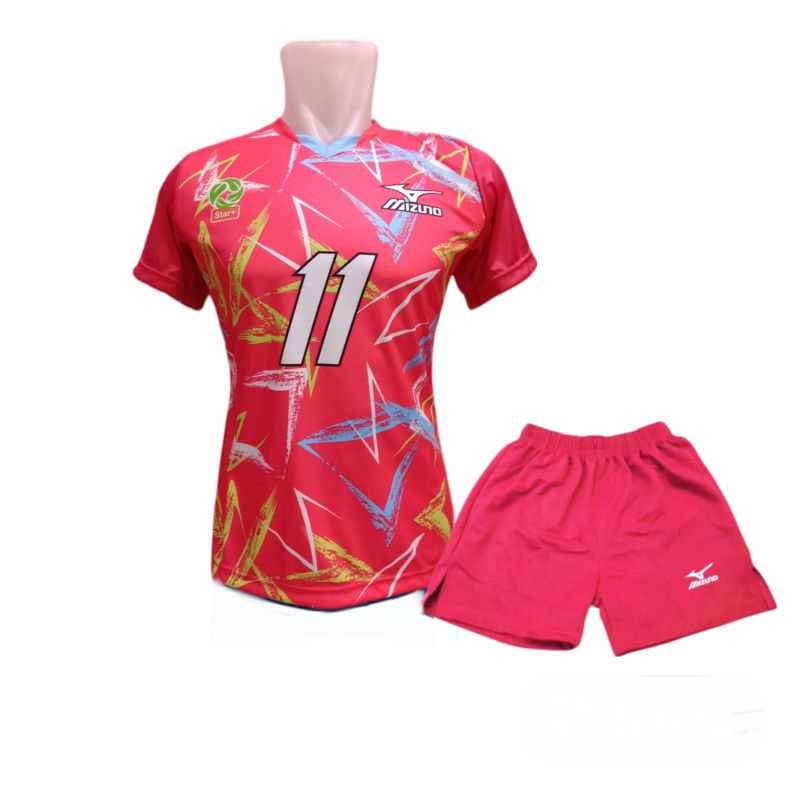 set baju olahraga wanita kaos voli cewe proliga pull pink