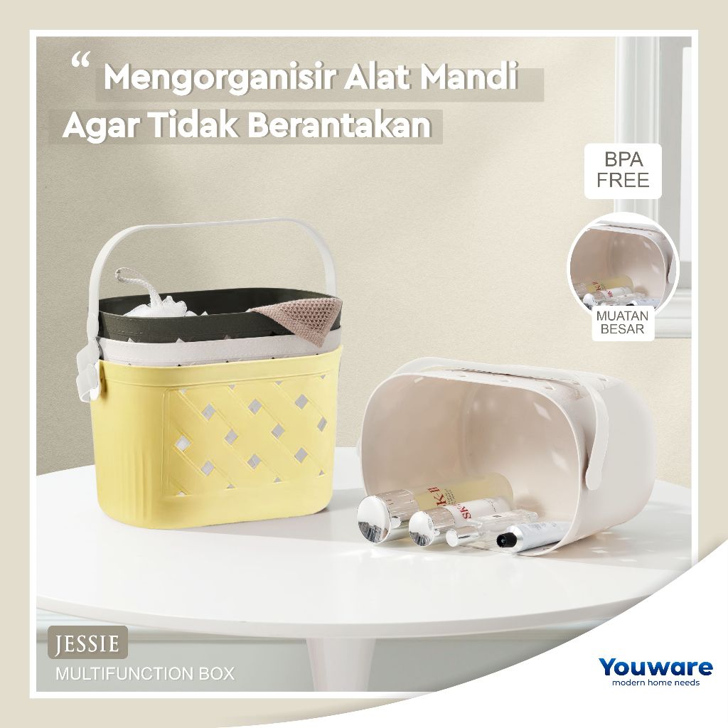 Youware - Jessie Box Penyimpanan Alat Mandi / Skincare / Keranjang Serbaguna Aesthethic