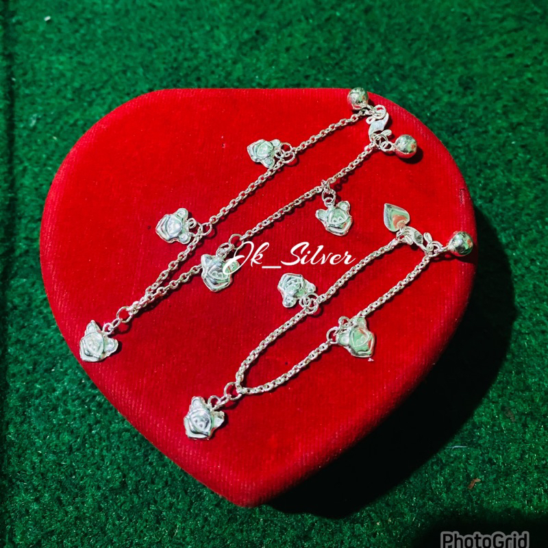Gelang Tangan dan Gelang Kaki Anak Motif Miki Mouse Gantung Bisa Request Ukuran (Perak Murni)