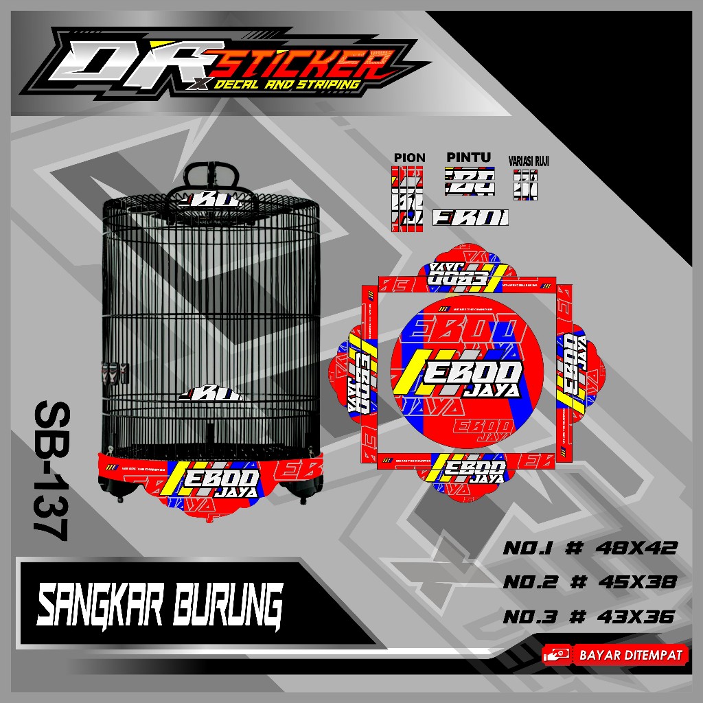 Stiker Decal SANGKAR KOTAK Sangkar EBOD JAYA - Sangkar Kicau MANIA KACER KENARI