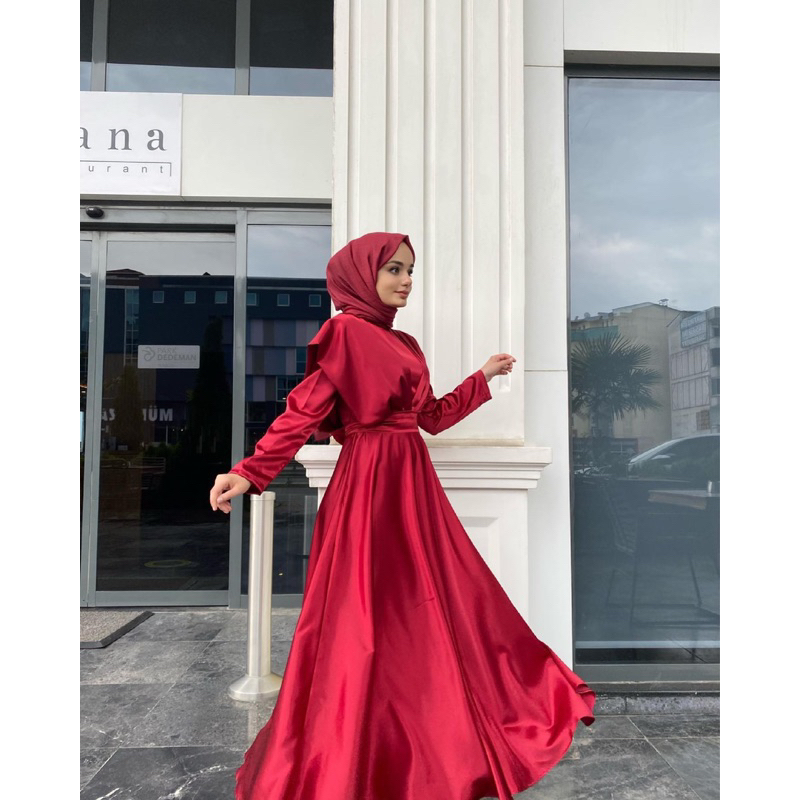 Syaqina Dress | Dress Gamis Kondangan | Silk Satin Premium