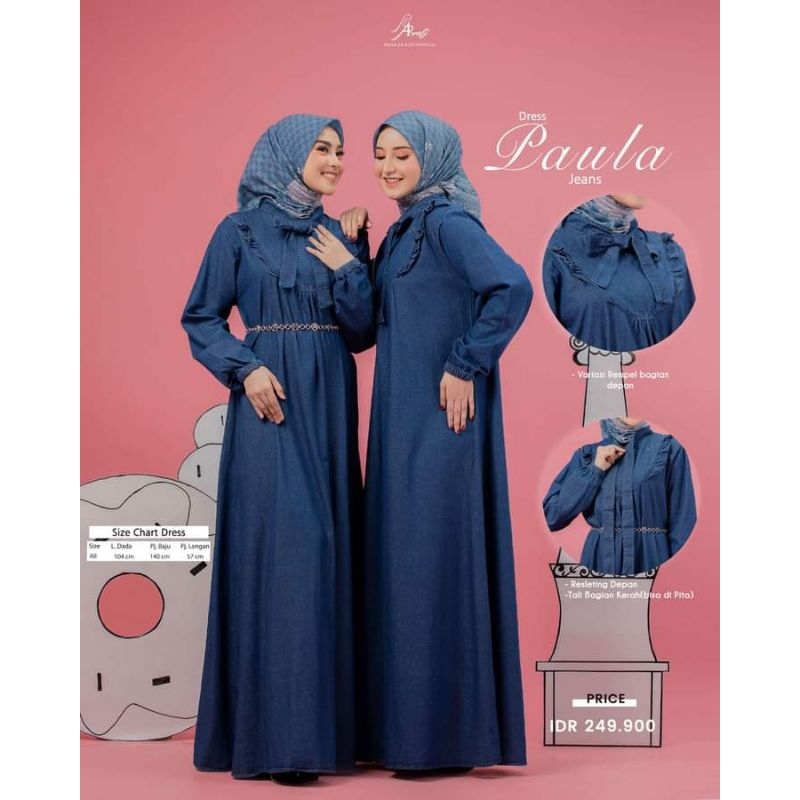 Paula Dress Arrafi Gamis Wanita Fashion Muslim Dress Arrafi Hijab Arrafi
