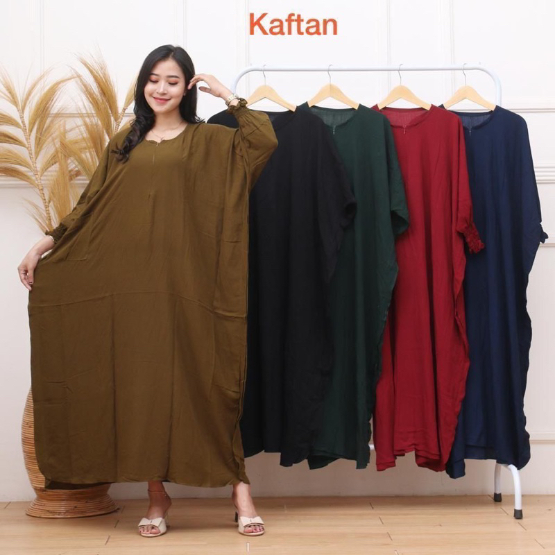 kaftan polos bahan santung